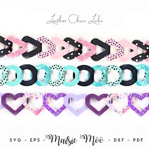 Modèle de collection SVG à maillons de chaîne en similicuir Liens de bracelet SVG | Modèles de porte-clés de manchette en cuir | Fichier de coupe SVG sangle Cricut