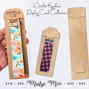 Wristlet Keychain Display Card SVG, Key Fob Card, Keyring Card DXF, Bow Card Template PDF,  Cricut Crafts