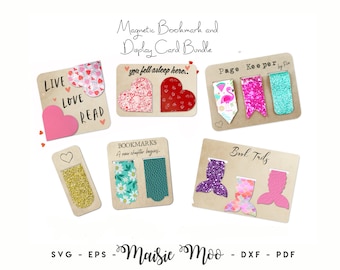 Magnetic Bookmark SVG Bundle, Template, Book Lover Gift, DIY Planner Book Mark Faux Leather Crafts No Sew files Cricut Cut Files