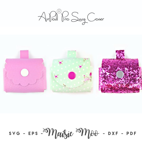 AirPod® Pro Cover SVG, EarPod Case Template, Keychain Holder SVG, No Sew, Faux Leather Svg files for Cricut Cut Files Maisie Moo