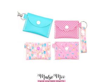 Coin Purse Pattern for Keychain, Cricut Project SVG, Faux Leather Easy Stitch Keyring Coinpurse Template by Maisie Moo