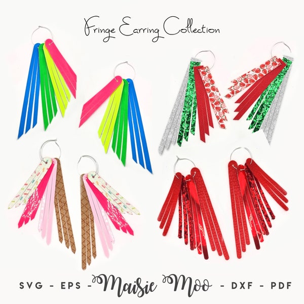 Fringe Earring SVG | Boho Tassel Faux Leather Earrings Templates | Stacked Cricut Earring SVG | Leather Layered Earrings Maisie Moo
