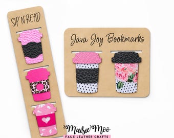 Coffee Lover Bookmark SVG, Magnetic Bookmark Template, Book Lover Gift, DIY Planner Book Mark Faux Leather Crafts for Cricut Cut Files
