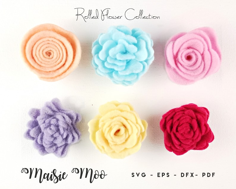 Rolled Felt Flower SVG Felt Flower Template felt Flower PDF Etsy New