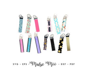 Key Fob SVG Bundle | Keychain Wrist Fob Template Collection | Faux Leather Fob | Wristlet Cricut SVG Cut File | Cricut Bracelet Template |