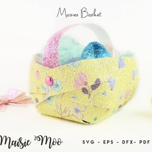 Faux Leather Basket SVG | 3D Easter Basket Template | Faux Leather Bag SVG | Purse SVG | Party Favor Bag | No Sew Girls Purse Template