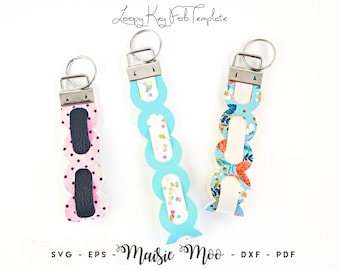 Loopy Key Fob SVG | Keychain Wrist Fob Tempate | Woven Faux Leather Fob | Wristlet Cricut SVG Cut File | Cricut Bracelet Template Purse Fob