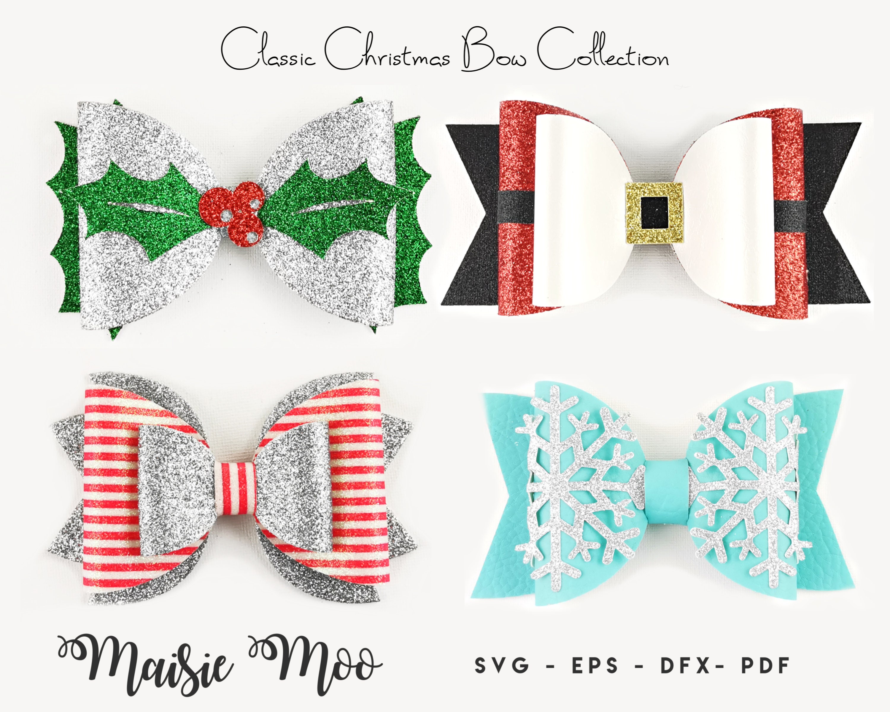 Christmas Bow SVG Collection, Christmas Bow Template SVG, Bow Bundle ...