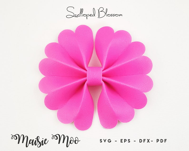 Pinch Bow Bundle Scalloped Pinch Bow SVG Ruffle Pinch Bow Template Collection Flower Petal Hair Bow SVG Maisie Moo Vegan leather image 3
