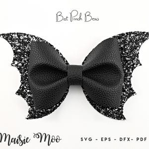 Bat Pinch Bow SVG | Halloween Bow Template | Bestseller Bat Hair Bow SVG | Popular Gothic Bat Wings SVG Maisie Moo Vegan leather