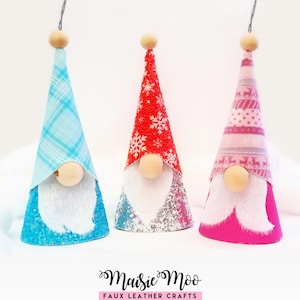 Gnome Ornament Pattern, Santa Faux Leather Christmas Gonk Decoration SVG, Cricut Project