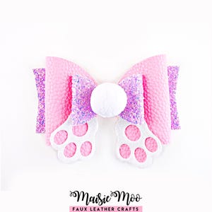 Bunny Butt Hair Bow SVG Template, Easter Rabbit Feet Bow SVG & PDF