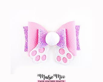 Bunny Butt Hair Bow SVG Template, Easter Rabbit Feet Bow SVG & PDF