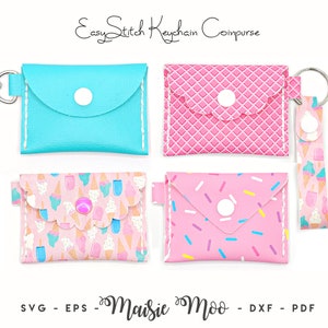 Schlüsselanhänger Geldbörse SVG, Easy Stitch Keyring Geldbörse Vorlage, Clutch Purse Kunstleder, Wallet Svg-Dateien für Cricut Cut Dateien