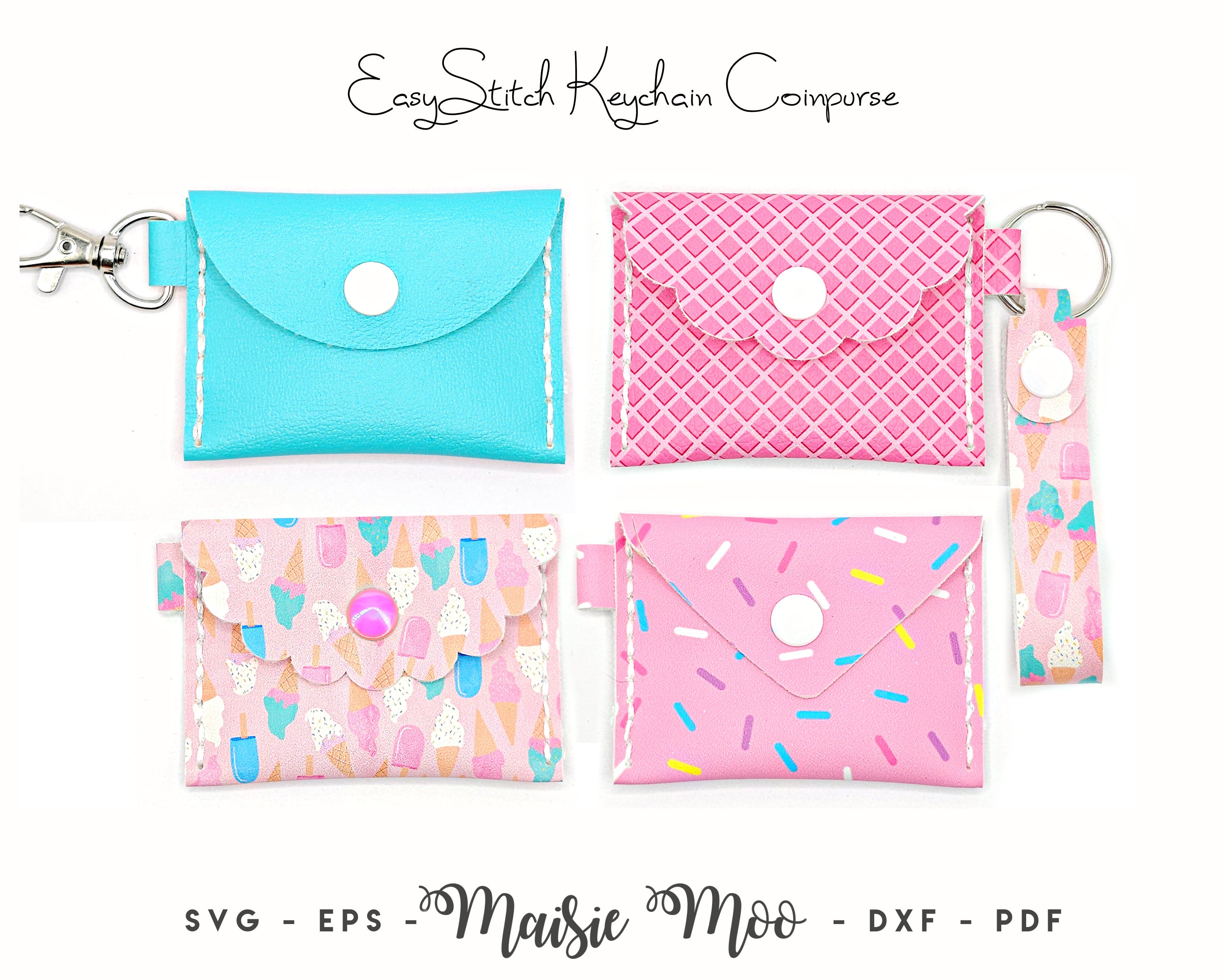 coin purse pattern for keychain, cricut project svg, faux leather