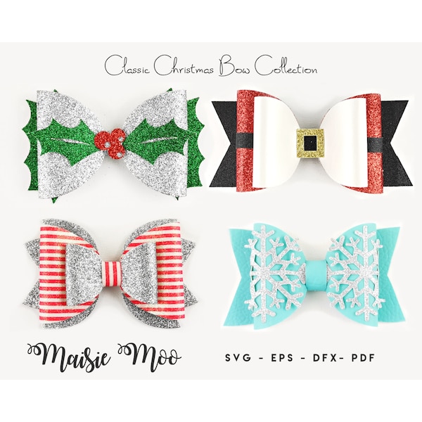 Christmas Bow SVG Collection, Christmas Bow Template SVG, Bow Bundle SVG, Svg files for Cricut Cut Files, Silhouette Cut Files, Maisie Moo