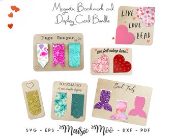 Magnetic Bookmark SVG Bundle, Template, Book Lover Gift, DIY Planner Book Mark Faux Leather Crafts No Sew files Cricut Cut Files