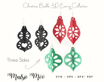 Christmas Earring SVG | 3D Faux Leather Earring Templates | Festive Cricut Earring SVG | Cricut Earring Template | Leather Layered Earrings