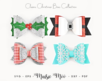 Christmas Bow SVG Collection, Christmas Bow Template SVG, Bow Bundle SVG, Svg files for Cricut Cut Files, Silhouette Cut Files, Maisie Moo
