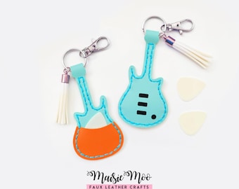 Guitar Shaped Pick Holder SVG Pattern, Faux Leather SVG Template