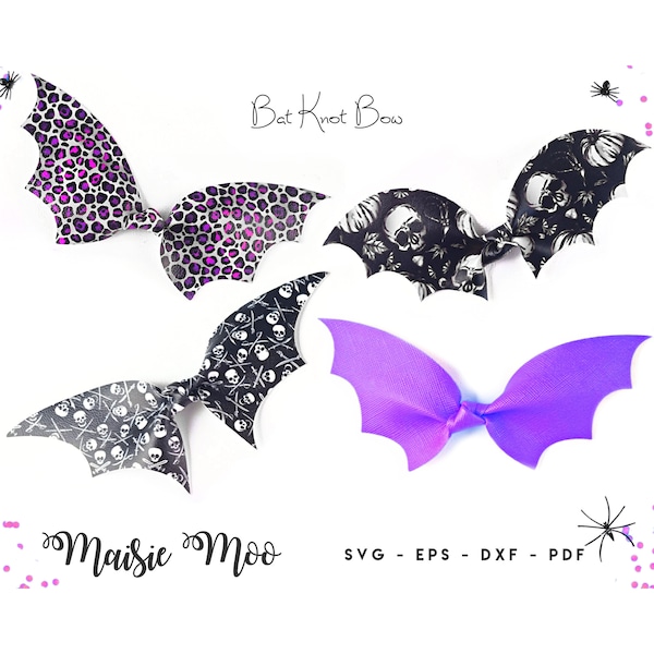 Bat Knot Bow, Gothic Halloween Top knot Bow Template SVG, Hair Bow Template, Cricut Bow svg, Bow Template for Cricut, DIY Bow Cut File