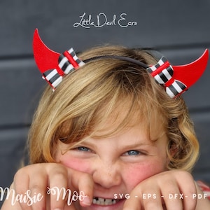 Halloween Devil Horns Hair Bow SVG, Halloween Ears Headband Template, Halloween Costume Cricut Faux Leather
