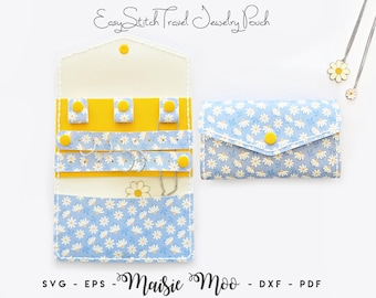 Travel Jewelry Case SVG Pattern, Jewellery Organizer Pouch Template, Faux Leather Cricut Project, Travel Accessory Maisie Moo