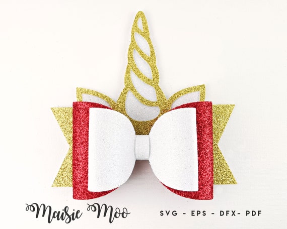 Download Free Unicorn Bow Template Svg Unicorn Hair Bow Pdf Hairbow Svg Etsy SVG Cut Files