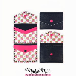Small Trifold Wallet Pattern | Folded Pocket Wallet SVG Template Hand Sewing PDF | Hand stitched Faux Leather Purse Coin Pouch Maisie Moo