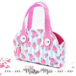 Petit sac fourre-tout 3D SVG | Sac en similicuir SVG | Sac à main Maman et moi | Sac à main SVG | Sac cadeau cadeau | Modèle de sac à main pour fille sans couture Maisie Moo