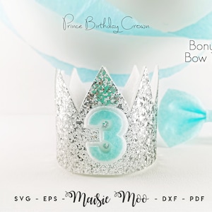 Crown sjabloon SVG, 3D MIni Crown Hair Clip hoofdband PDF DXF, Princes Crown Cricut Cut-bestanden, verjaardagskroon diy Maisie Moo veganistisch leer