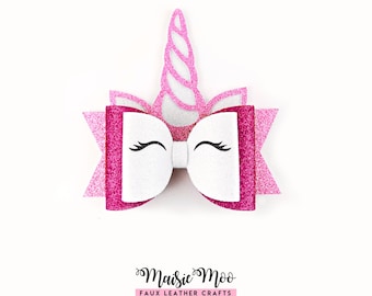 Unicorn Bow SVG Template for Cricut, Hair Bow Pattern, Faux Leather Bow, Easy Bow Design for Craft Sellers