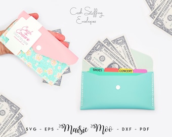 Cash Stuffing Envelope SVG Template, Savings Challenge Envelope Sewing Pattern, Leather or Faux Leather Easy Stitch Wallet