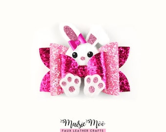 Peekaboo Bunny Hair Bow Template SVG PDF for Cricut