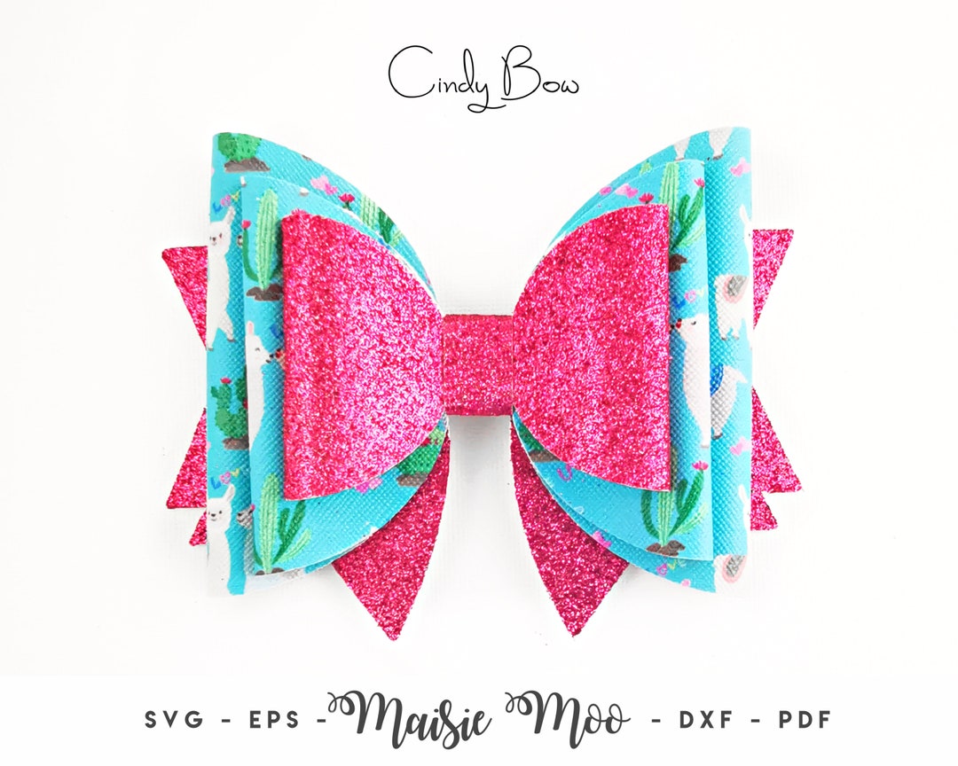 Bow SVG, Cindy Faux Leather Bow Template, Big Hair Bow, Cricut Bow Svg