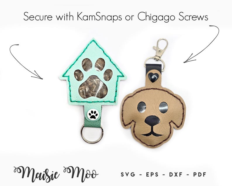 Dog Fur Keepsake Keychain SVG, Pet Hair Storage Key Fob, Leather Paw ...