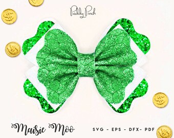 Bow Template Saint Paddys Bow SVG St Patrick Shamrock Clover | Etsy