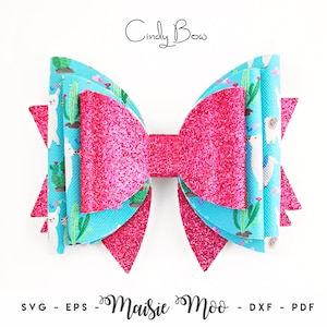Big Bow SVG Template, Cindy Faux Leather, Big Hair Bow, Oversized Faux Leather Bow with Felt Backing, DIY Cricut Cut File for Crafting