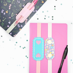 Elastic Pen Holder Bookmark SVG, Faux Leather Pencil Keeper Template, Notebook Pen Pouch PDF, image 5