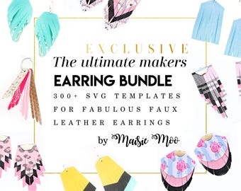 Faux Leather Earring Bundle SVG Template, 320+ Mega Earring Collection SVG, Cricut Cut Files