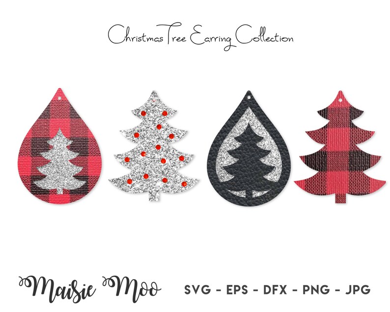 Download Christmas Tree Earring Templates Tree Earring SVG Faux | Etsy