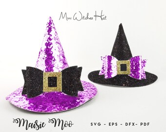 Witches Hat Bow SVG, Witches Hat Headband, Bow Template  Halloween Bow SVG, Purple Bow PDF, Cricut Cut Files, Silhouette Cut Files