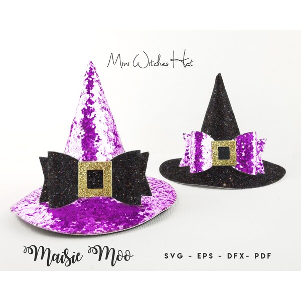 Witches Hat Bow SVG, Witches Hat Headband, Bow Template  Halloween Bow SVG, Purple Bow PDF, Cricut Cut Files, Silhouette Cut Files
