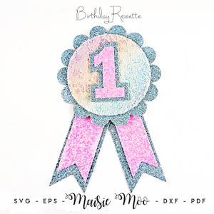 Rosette Badge Template SVG, Birthday Badge SVG, Award Ribbon SVG, 1st Place Ribbon Cut File Maisie Moo Vegan leather