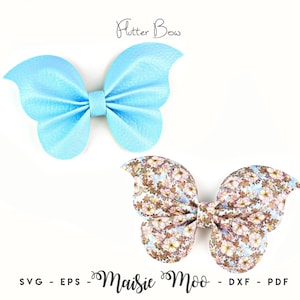 Flutter Bow Template | Butterfly Pinch Bow SVG | Faux Leather Hair Bow | Quad Pinch Bow PDF Pattern | Butterfly svg Maisie Moo Vegan leather