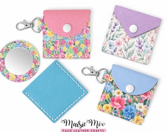 Compact Mirror Case SVG Bundle, Faux Leather Pocket Mirror Sleeve & Pouch, EasyStitch Cricut Pattern