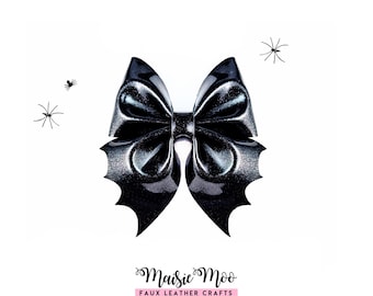 Halloween Bat Bow SVG, Sailor Pinch Bow Template, Faux Leather Hair Bow Pattern, Cricut & Silhouette Bow Cut File