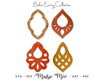 Boho Faux Leather Earring SVG Templates, Laser Cut Moroccan Designs by Maisie Moo