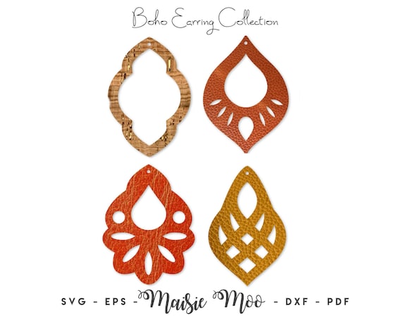 Boho Faux Leather Earring SVG Templates, Laser Cut Moroccan Designs by Maisie Moo