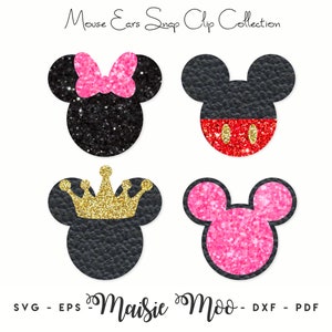 Snap Clip SVG, Modello Snapclip orecchie da topo, Modello fiocco centrale, Fiocco SVG, Copertura Clippie, File di taglio Cricut Minnie Mickey Hair Clip Svg,